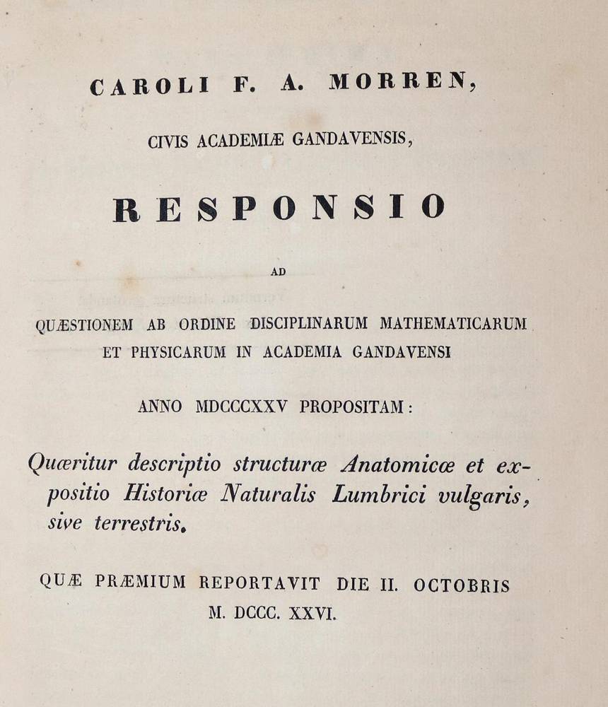 Große Abbildung Nr.2: 138-1796 Morren,C.F.A.: (Zoologie, Regenwurm)