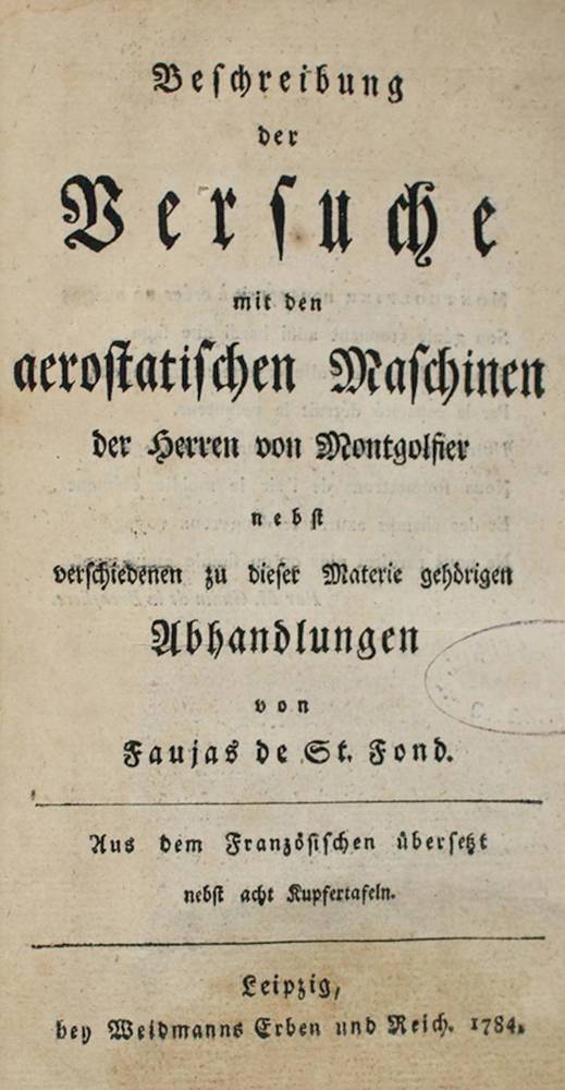 Große Abbildung Nr.1: 138-1824 Faujas de Saint-Fond,(B.).: (Verschiedene Gebiete - Varia, Aeronautik)