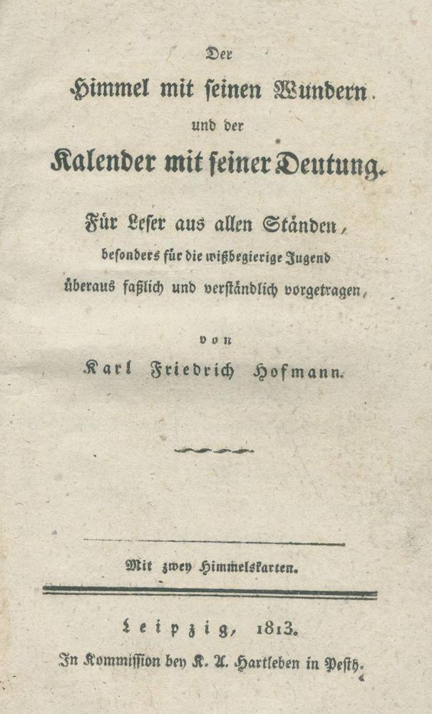 Große Abbildung Nr.2: 138-1839 Hoffmann,K.F.: (Verschiedene Gebiete - Varia, Astronomie)