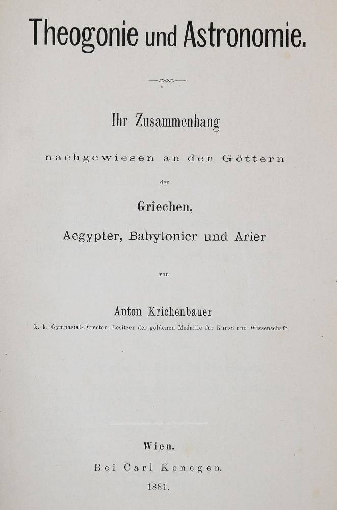 Große Abbildung Nr.1: 138-1843 Krichenbauer,A.: (Verschiedene Gebiete - Varia, Astronomie)