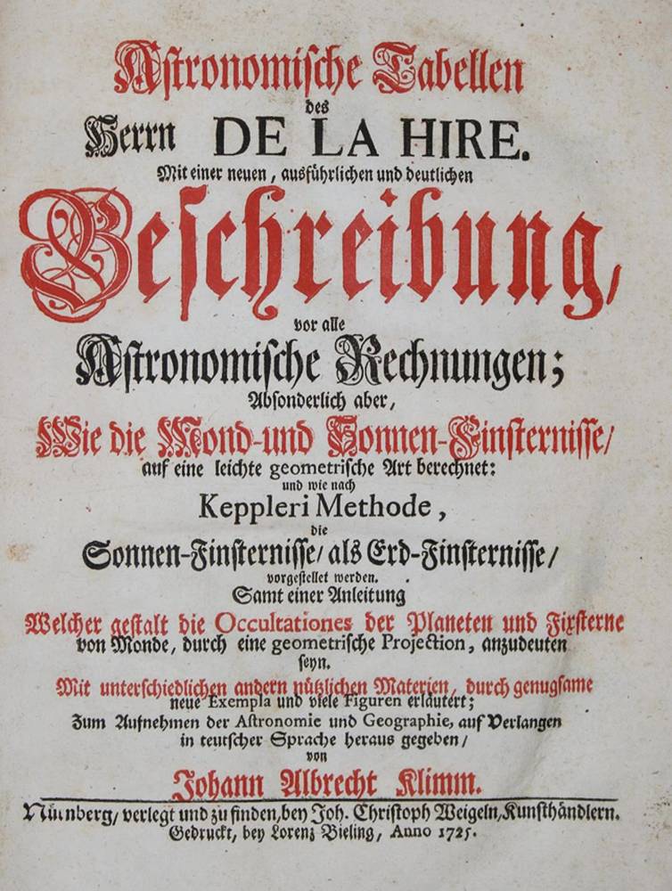 Große Abbildung Nr.1: 138-1844 La Hire,P.de.: (Verschiedene Gebiete - Varia, Astronomie)