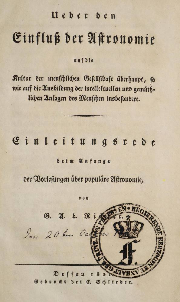 Große Abbildung Nr.1: 138-1852 Richter,J.A.L.: (Verschiedene Gebiete - Varia, Astronomie)