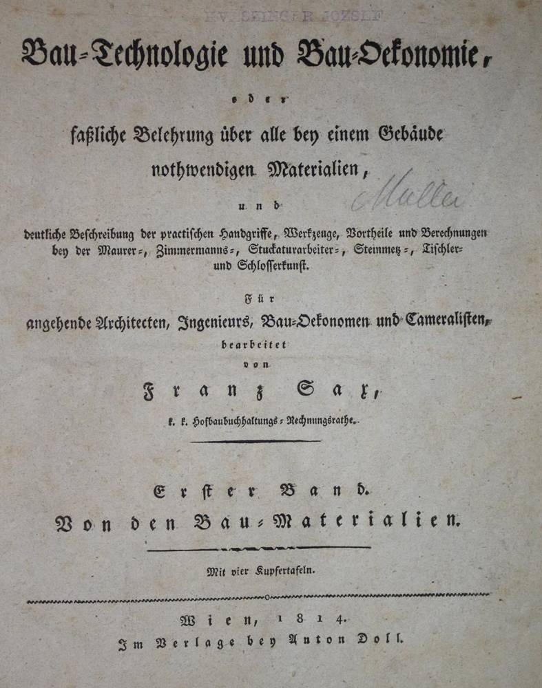 Große Abbildung Nr.1: 138-1871 Sax,F.: (Verschiedene Gebiete - Varia, Bauwesen)