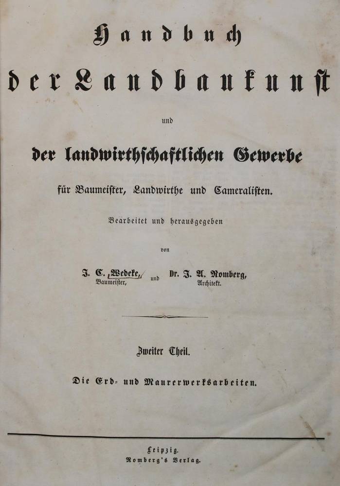 Große Abbildung Nr.1: 138-1872 Wedeke,J.C. u. J.A.Romberg.: (Verschiedene Gebiete - Varia, Bauwesen)