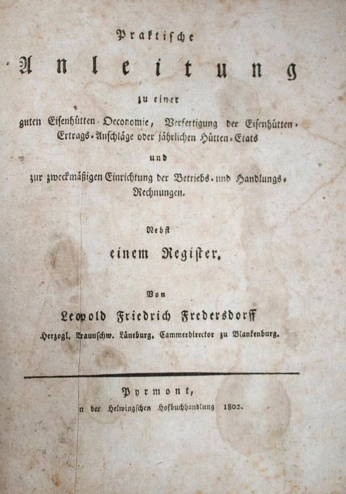 Große Abbildung Nr.1: 138-1876 Fredersdorff,L.F.: (Verschiedene Gebiete - Varia, Bergbau)