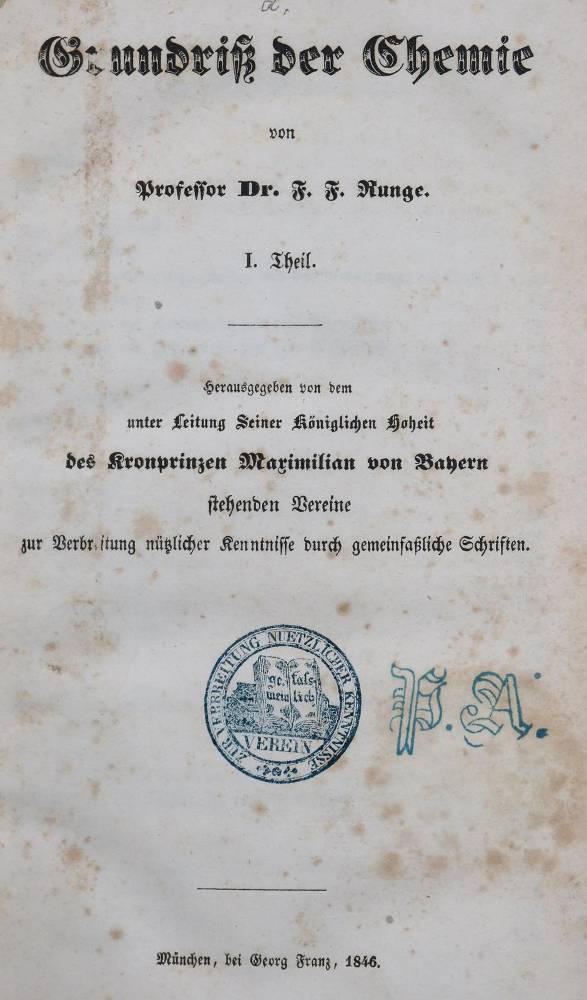 Große Abbildung Nr.2: 138-1902 Runge,F.f.: (Verschiedene Gebiete - Varia, Chemie)