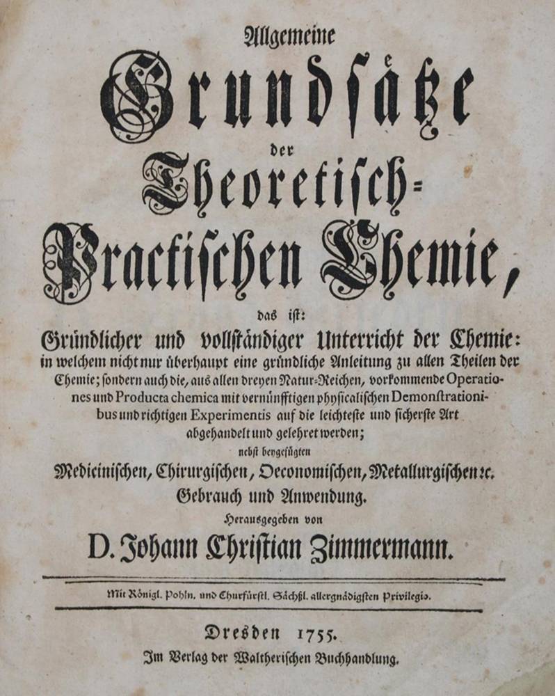 Große Abbildung Nr.1: 138-1903 Zimmermann,J.C.: (Verschiedene Gebiete - Varia, Chemie)