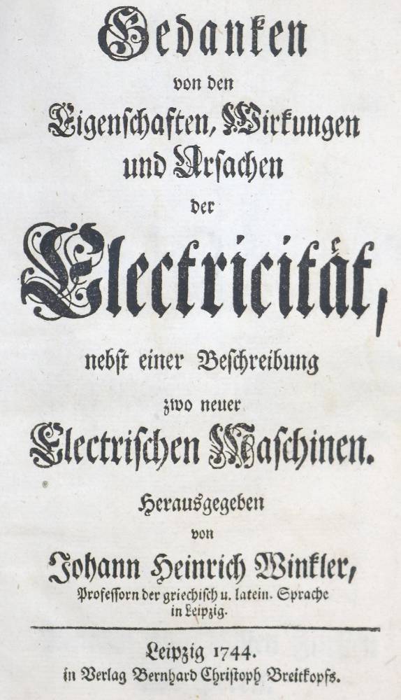 Große Abbildung Nr.2: 138-1921 Winkler,J.H.: (Verschiedene Gebiete - Varia, Elektrizität)