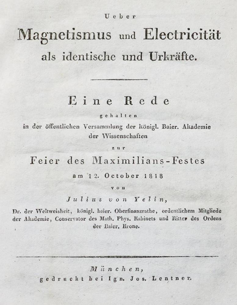 Große Abbildung Nr.1: 138-1922 Yelin,J.v.: (Verschiedene Gebiete - Varia, Elektrizität)