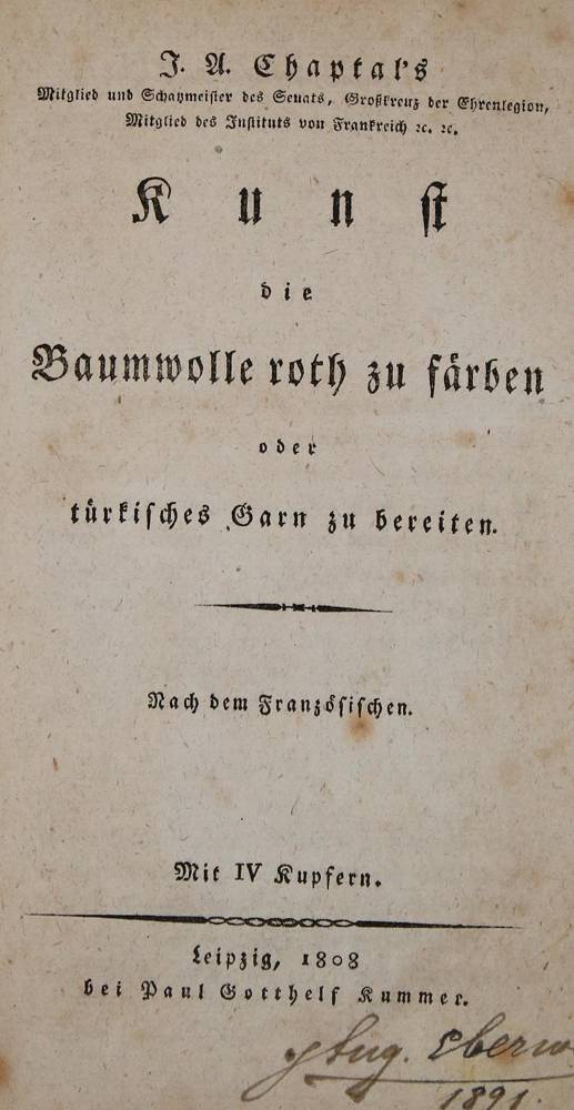 Große Abbildung Nr.1: 138-1924 Chaptal,J.A.: (Verschiedene Gebiete - Varia, Färberei)