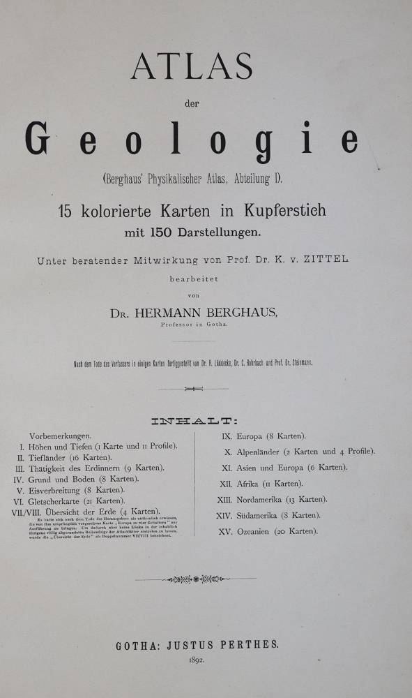 Große Abbildung Nr.1: 138-1930 Berghaus,H.: (Verschiedene Gebiete - Varia, Geologie - Mineralogie u. Paläontologie)