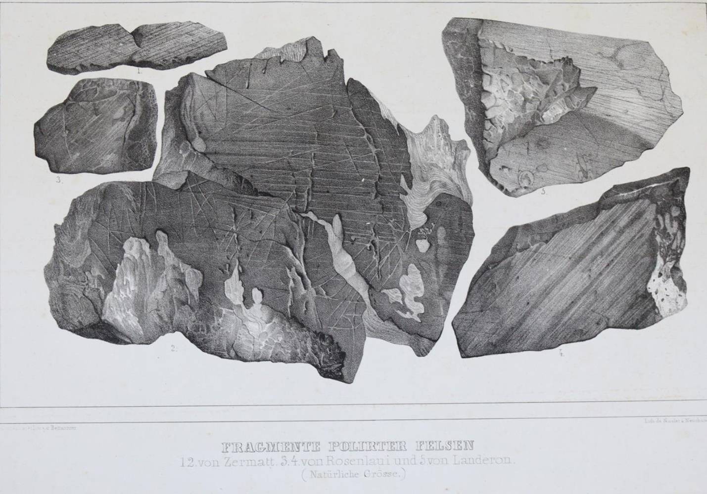 Große Abbildung Nr.11: 138-1936 Agassiz,L.: (Verschiedene Gebiete - Varia, Geologie - Mineralogie u. Paläontologie, Gletscher)