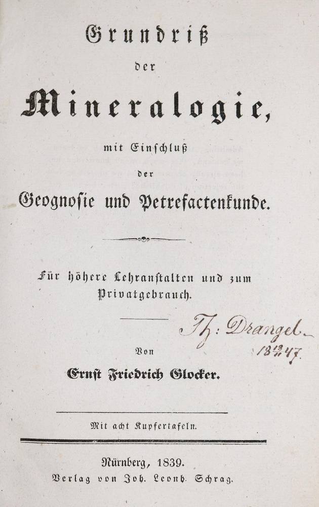 Große Abbildung Nr.1: 138-1937 Glocker,E.F.: (Verschiedene Gebiete - Varia, Geologie - Mineralogie u. Paläontologie)
