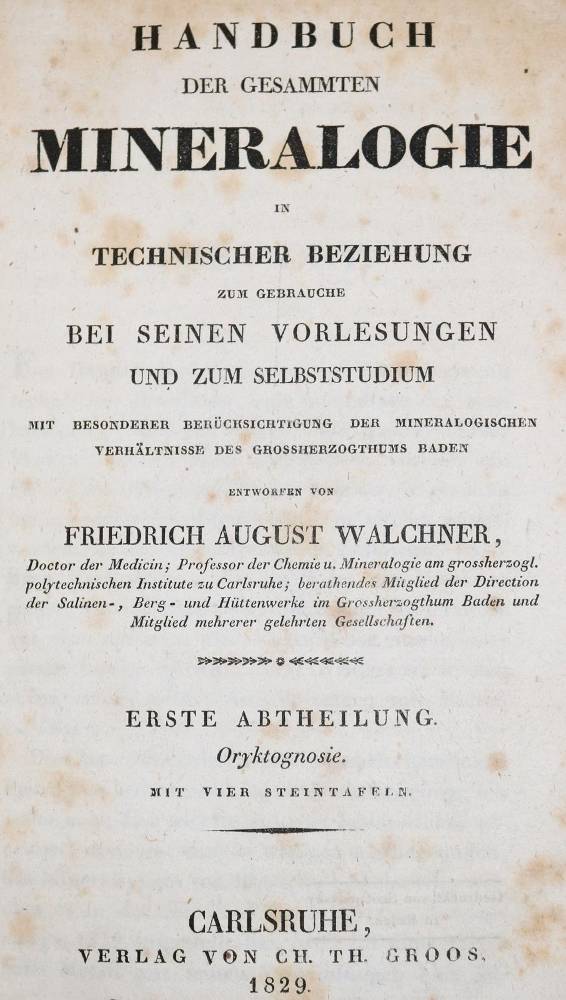 Große Abbildung Nr.1: 138-1956 Walchner,F.A.: (Verschiedene Gebiete - Varia, Geologie - Mineralogie u. Paläontologie)