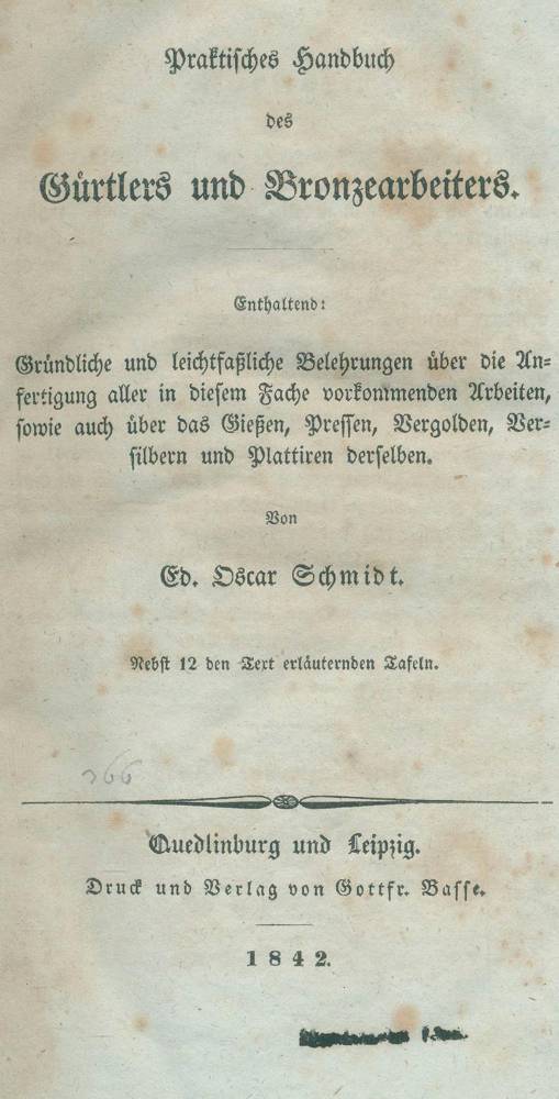 Große Abbildung Nr.1: 138-1960 Schmidt,E.O.: (Verschiedene Gebiete - Varia, Gürtler- und Metalldrücktechnik)