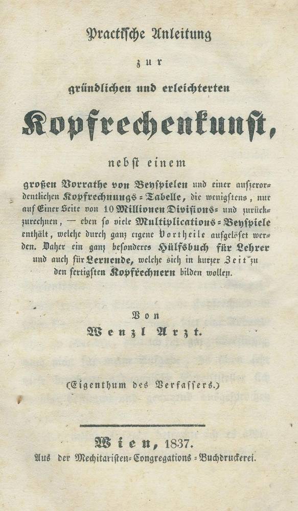 Große Abbildung Nr.1: 138-1985 Arzt,W.: (Verschiedene Gebiete - Varia, Mathematik)