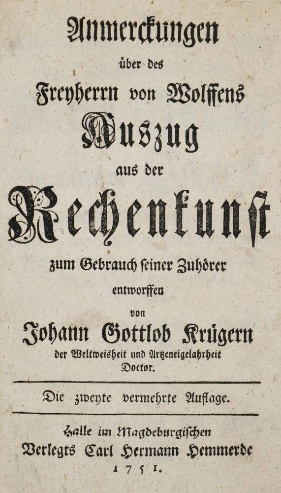 Große Abbildung Nr.1: 138-1999 Krüger,J.G.: (Verschiedene Gebiete - Varia, Mathematik)