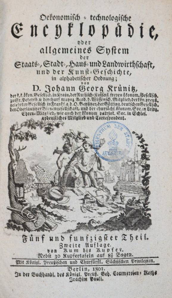 Große Abbildung Nr.1: 138-2020 Krünitz,J.G.: (Verschiedene Gebiete - Varia, Metallverarbeitung, Kupfer)