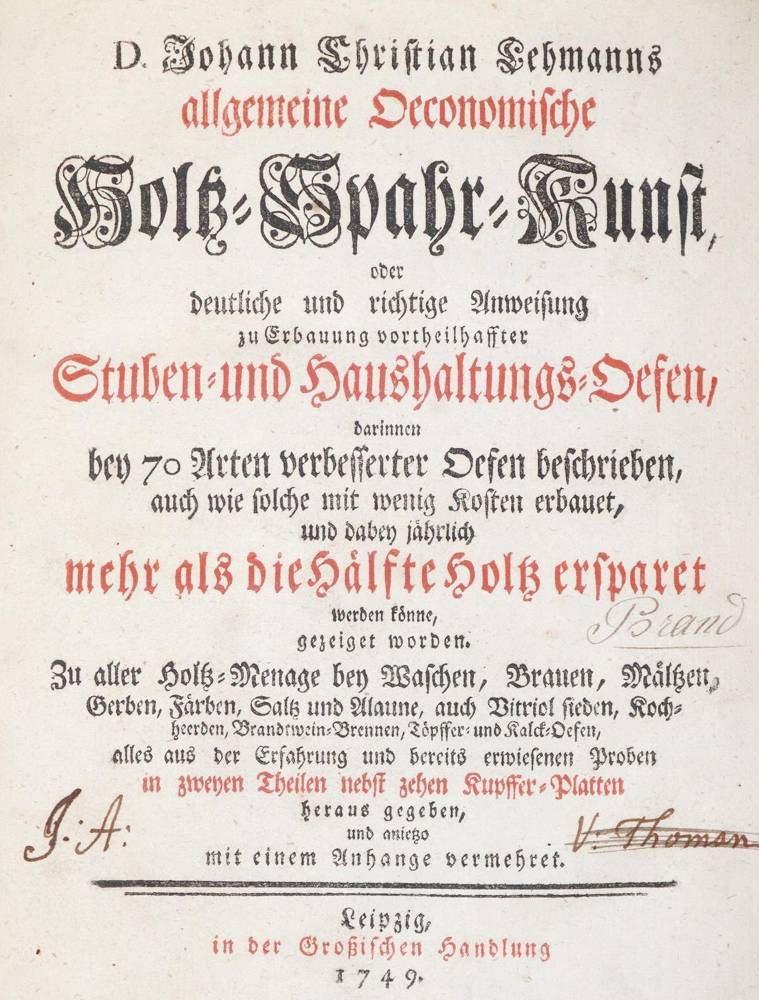 Große Abbildung Nr.1: 138-2036 Lehmann,J.C.: (Verschiedene Gebiete - Varia, Ofenbau)