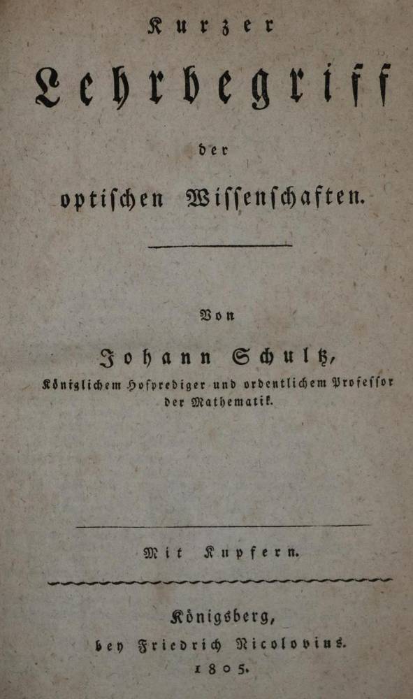 Große Abbildung Nr.1: 138-2038 Schultz,J.F.: (Verschiedene Gebiete - Varia, Optik)