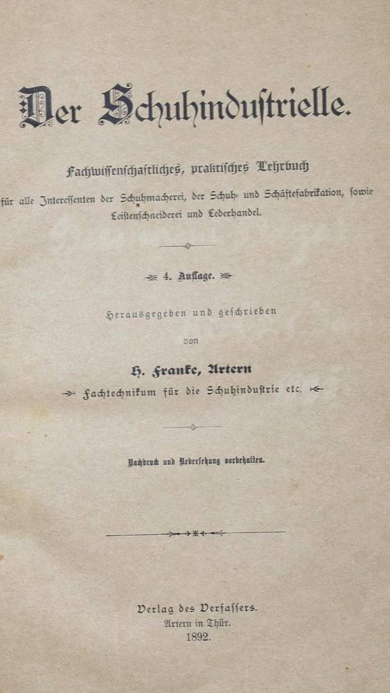 Große Abbildung Nr.1: 138-2059 Franke,H.: (Verschiedene Gebiete - Varia, Schuhfabrikation)