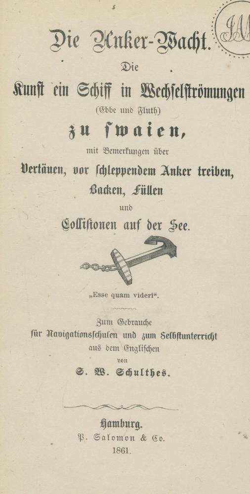 Große Abbildung Nr.1: 138-2062 Schultes,S.W.: (Verschiedene Gebiete - Varia, Seefahrt)