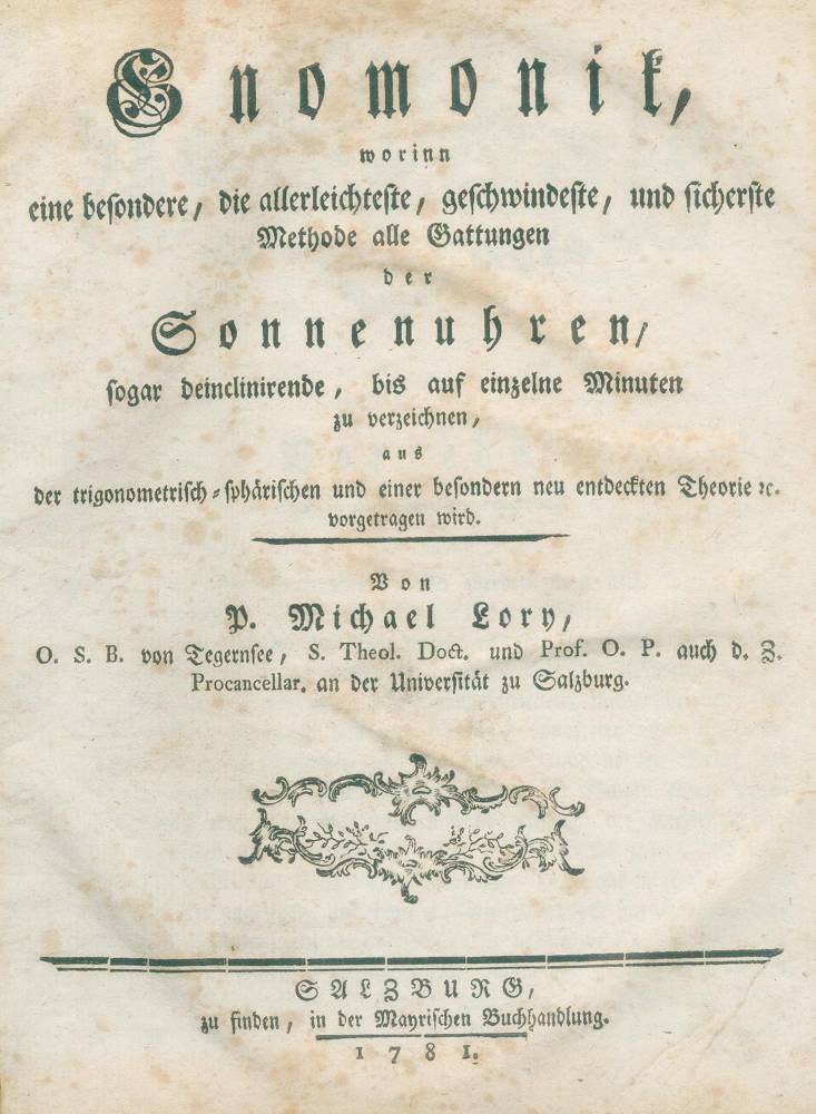 Große Abbildung Nr.1: 138-2071 Lory,P.: (Verschiedene Gebiete - Varia, Uhren, Sonnenuhren)