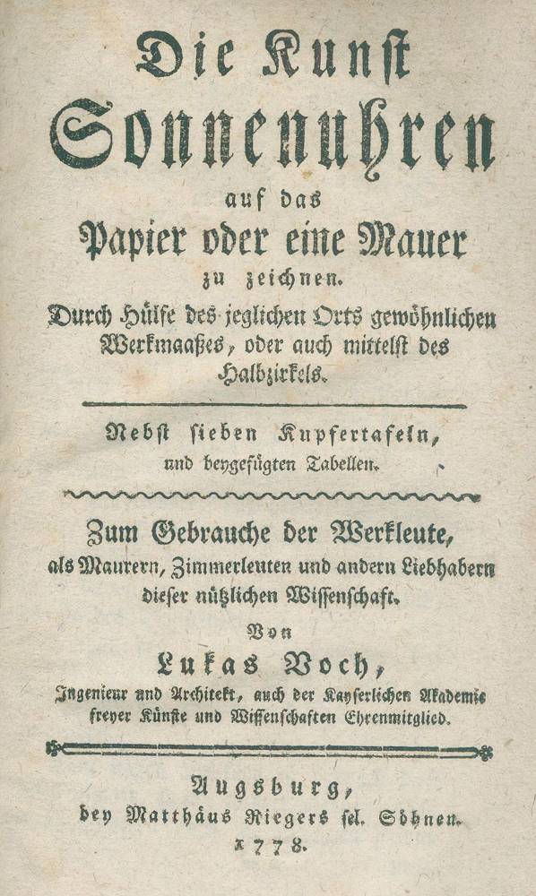 Große Abbildung Nr.1: 138-2073 Voch,L.: (Verschiedene Gebiete - Varia, Uhren, Sonnenuhren)