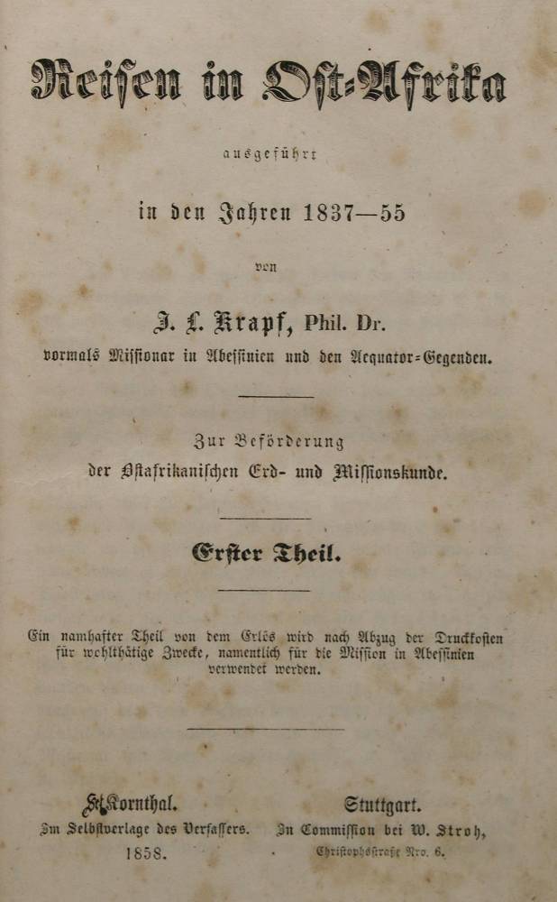 Große Abbildung Nr.1: 138-2097 Krapf,J.L.: (Afrika)