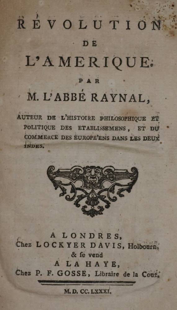 Große Abbildung Nr.1: 138-2133 Raynal,(G.T.).: (Amerika, Revolution)