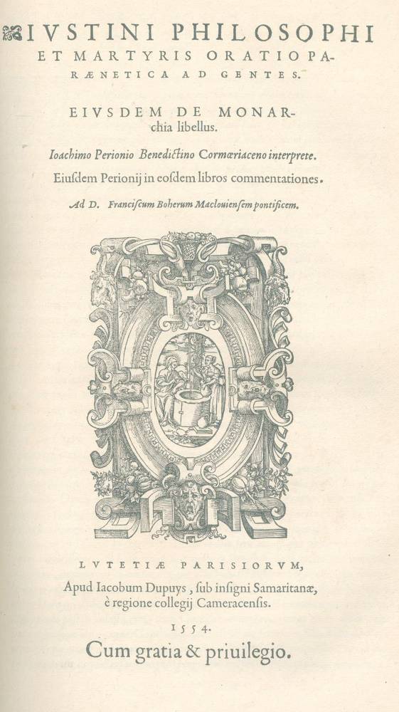 Große Abbildung Nr.1: 138-220 Justinus Martyr.: (Alte Drucke, Handschriften und Theologie)