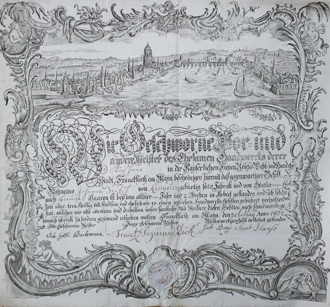 Große Abbildung Nr.1: 138-2263 Gesellenbrief.: (Deutschland, Frankfurt)