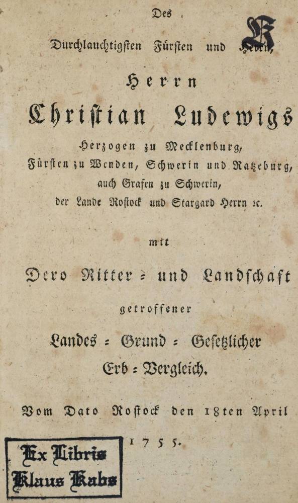 Große Abbildung Nr.1: 138-2303 Christian Ludwig II. Herzog v. Mecklenburg-Schwerin.: (Deutschland, Mecklenburg)