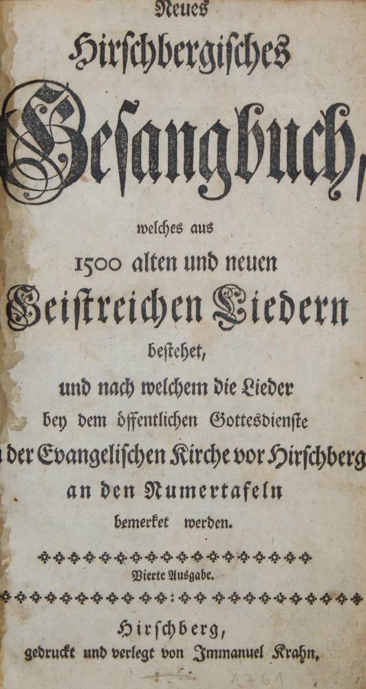 Große Abbildung Nr.1: 138-2360 Gesangbuch, Neues Hirschbergisches,: (Deutschland, Schlesien, Hirschberg)