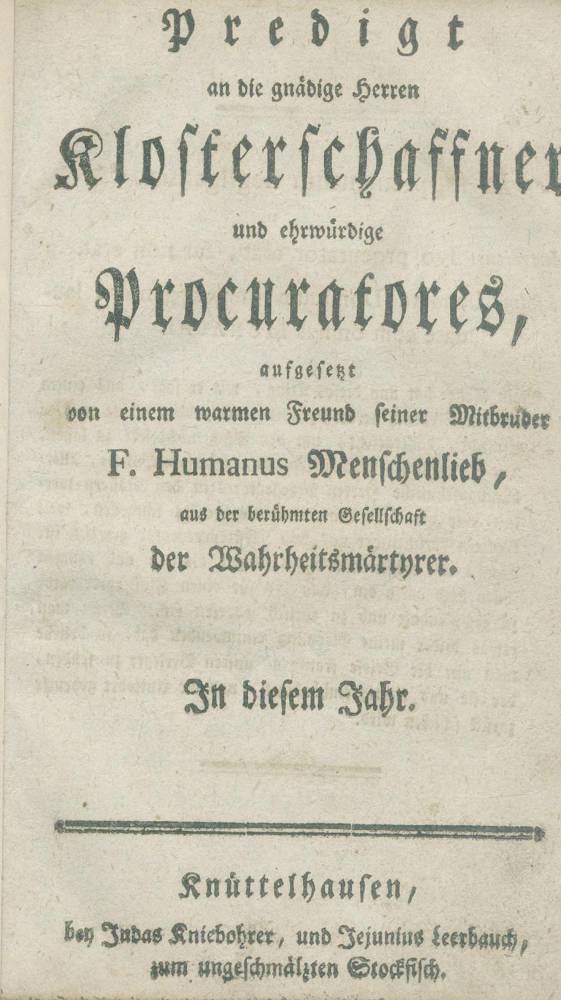 Große Abbildung Nr.1: 138-258 Menschenlieb Humanus (Pseud.),: (Alte Drucke, Handschriften und Theologie)