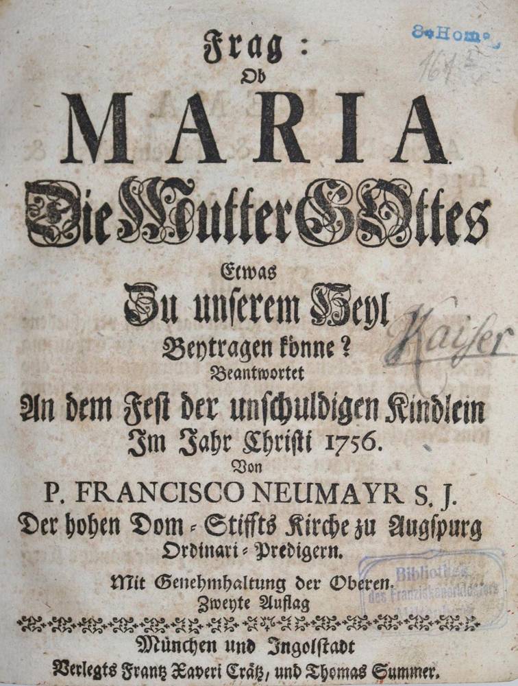 Große Abbildung Nr.1: 138-269 Neumayr,F.: (Alte Drucke, Handschriften und Theologie)