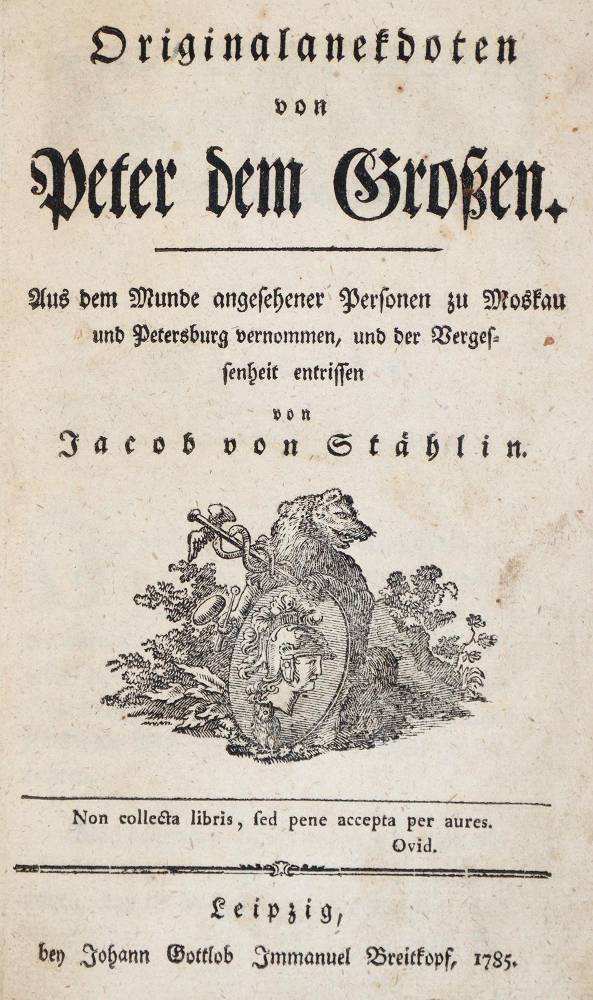 Große Abbildung Nr.1: 138-2705 Stählin,J.v.: (Verschiedene Länder - Geschichte, Russland, Peter der Grosse)