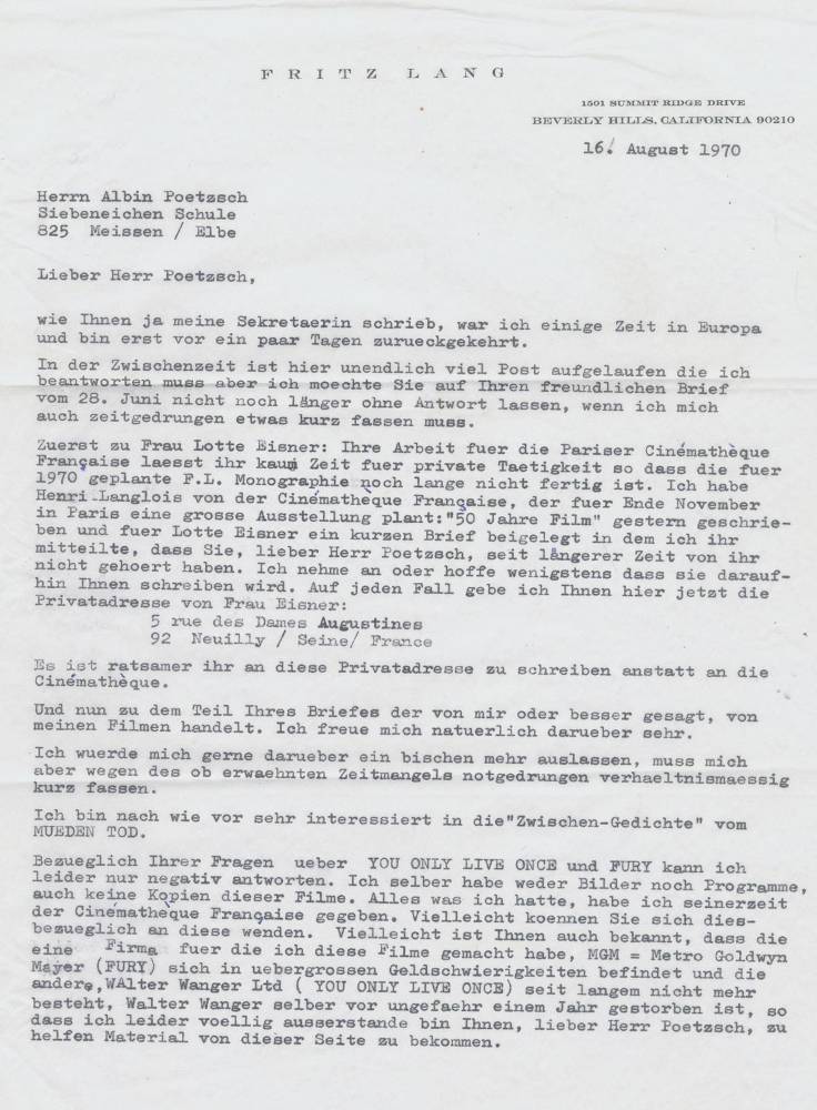 Große Abbildung Nr.1: 138-2765 Lang, Fritz (eig. Friedrich Christian Anton),: (Film - Theater - Tanz)