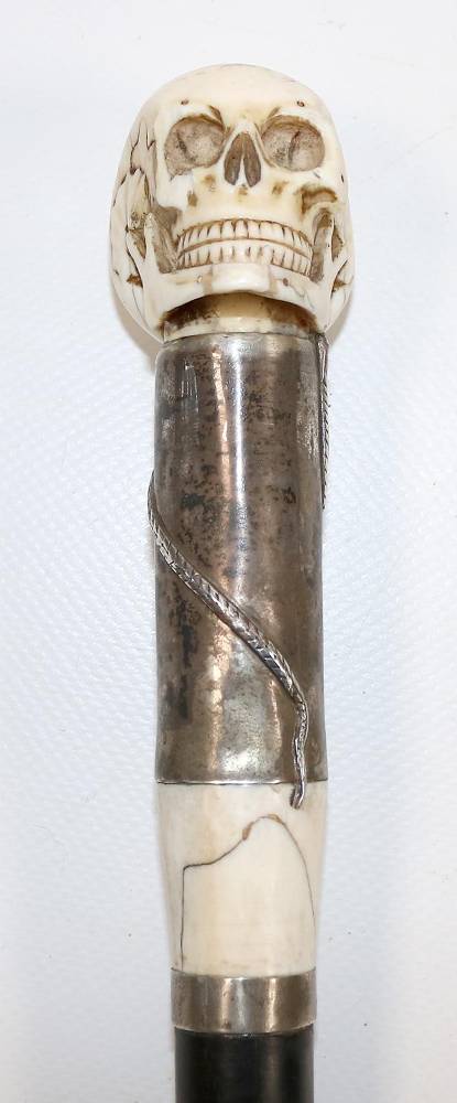 Große Abbildung Nr.2: 138-2829 Totenkopf Spazierstock.: (Varia, Memento Mori)