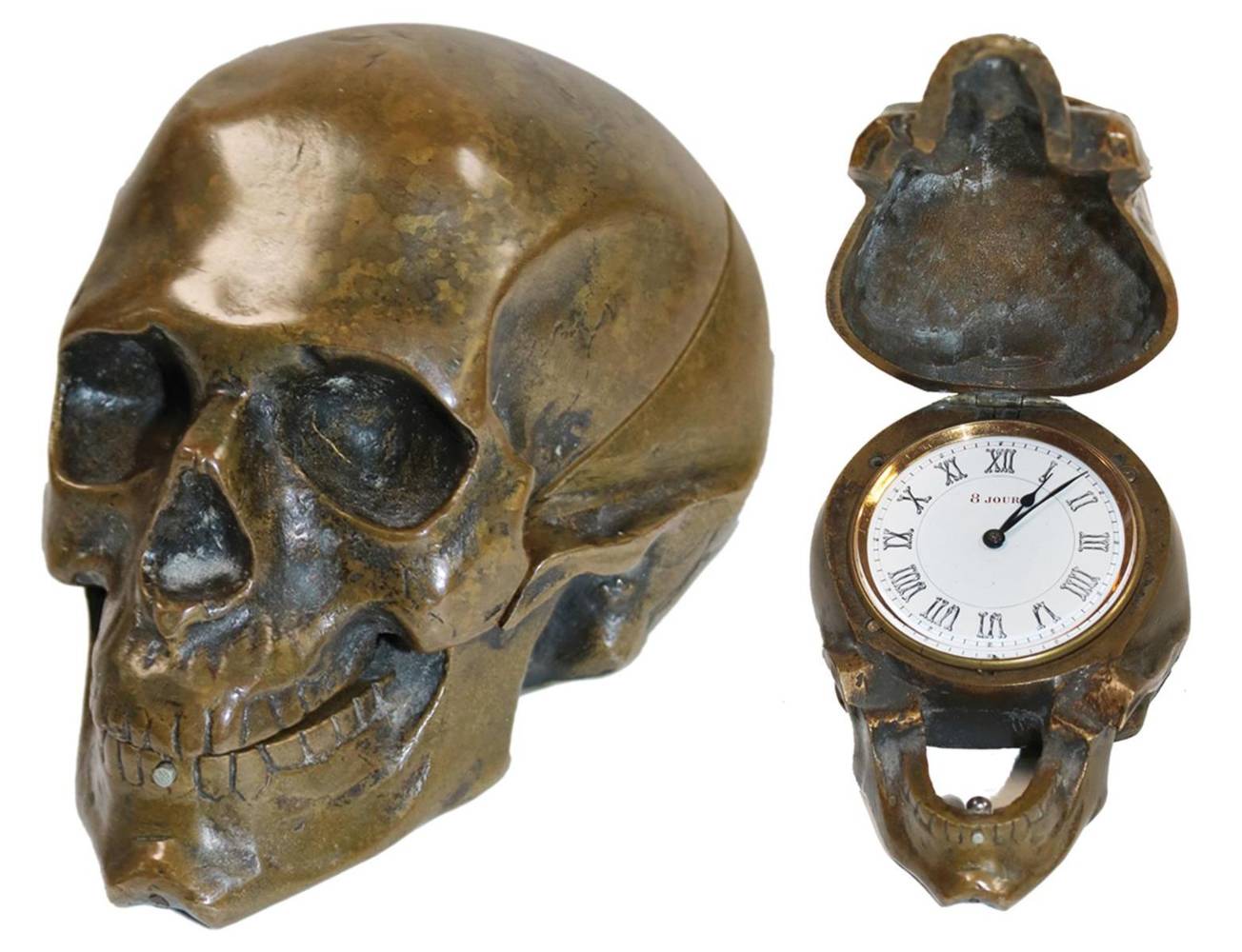 Große Abbildung Nr.5: 138-2831 Totenkopfuhr Bronze.: (Varia, Memento Mori)