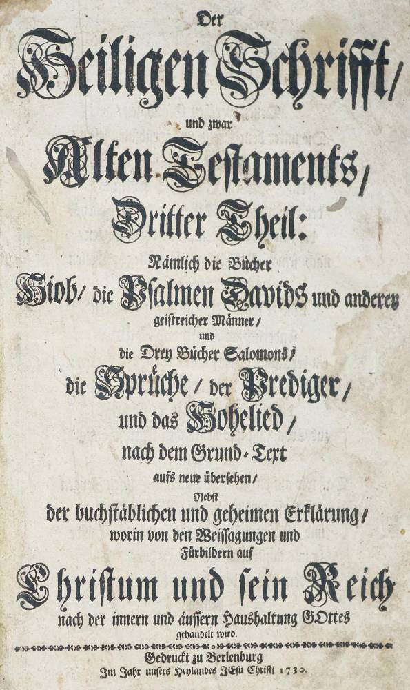 Große Abbildung Nr.1: 138-29 Biblia germanica.: (Bibeln, Berleburger Bibel)