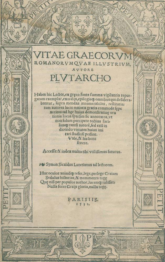 Große Abbildung Nr.1: 138-291 Plutarch.: (Alte Drucke, Handschriften und Theologie)