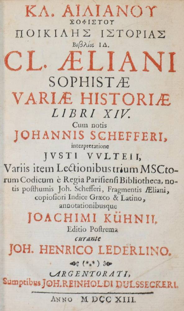 Große Abbildung Nr.1: 138-3 Aelianus,C.: (Alte Drucke, Handschriften und Theologie)