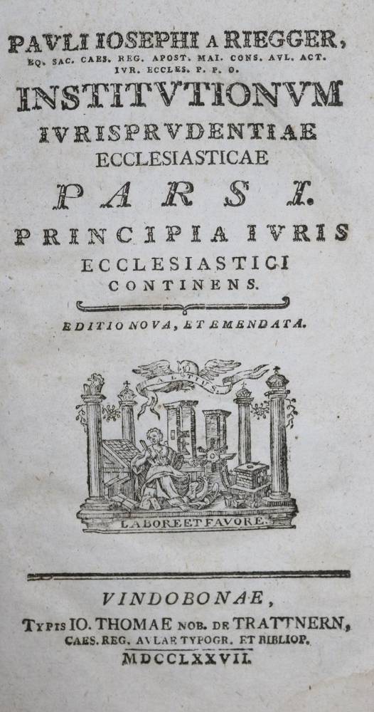 Große Abbildung Nr.1: 138-303 Riegger Paul Josef von.: (Alte Drucke, Handschriften und Theologie)