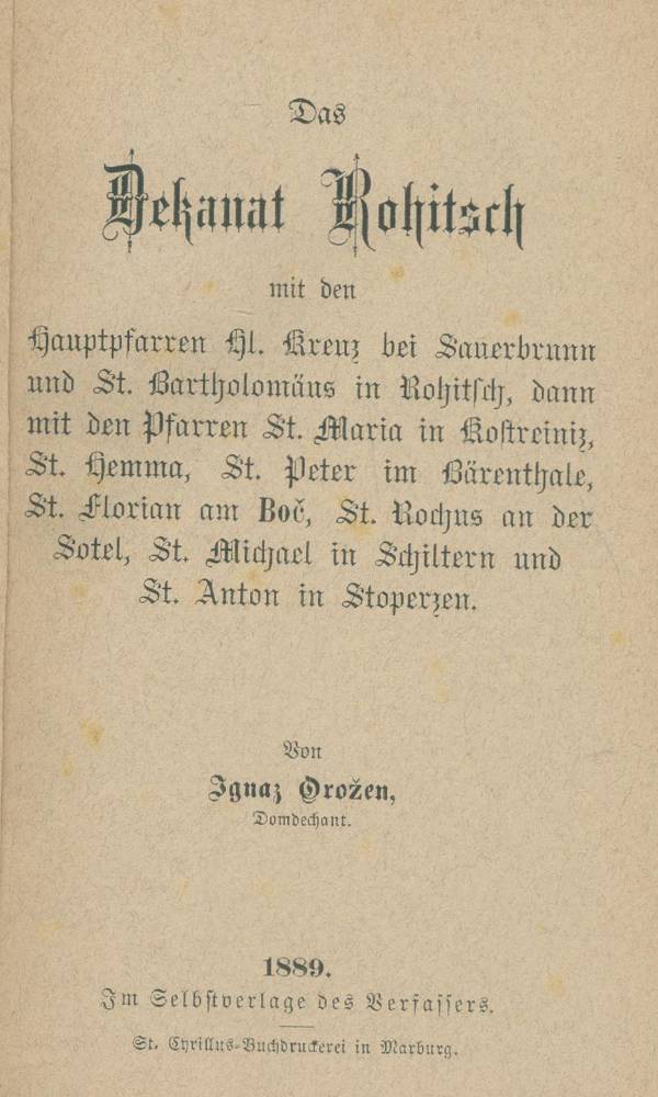 Große Abbildung Nr.1: 138-305 Orozen,I.: (Rohitsch)