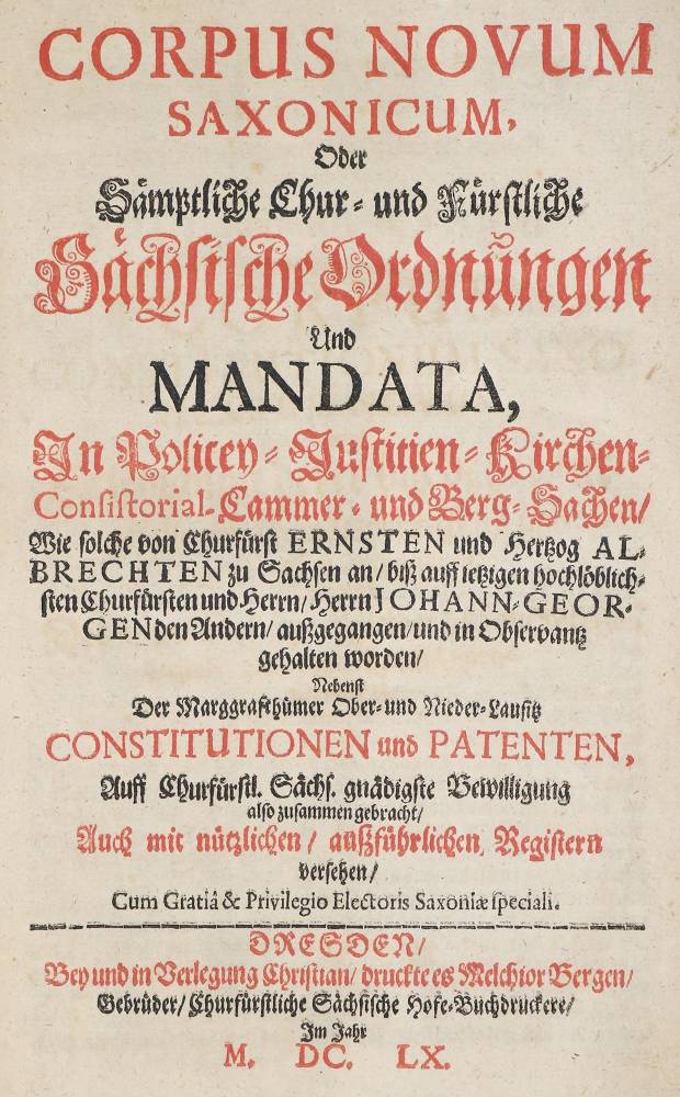 Große Abbildung Nr.1: 138-310 Corpus novum Saxonicum,: (Sachsen)