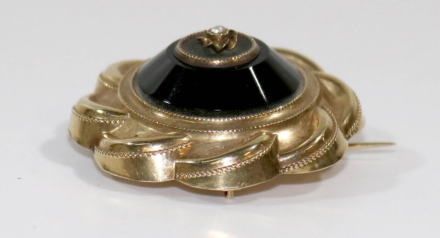 Große Abbildung Nr.3: 138-3103 Biedermeier Goldbrosche.: (Schmuck, Broschen)