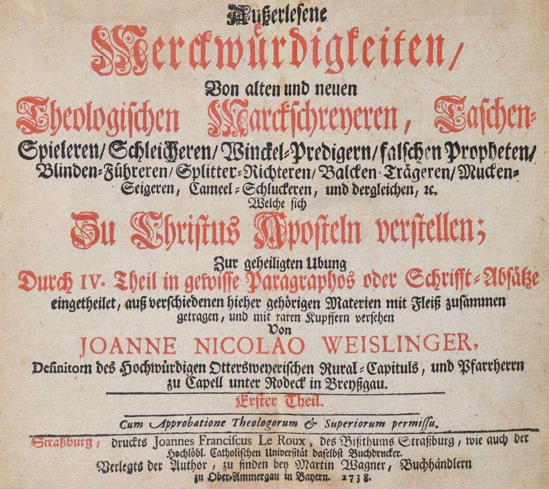 Große Abbildung Nr.3: 138-368 Weislinger,J.: (Alte Drucke, Handschriften und Theologie)