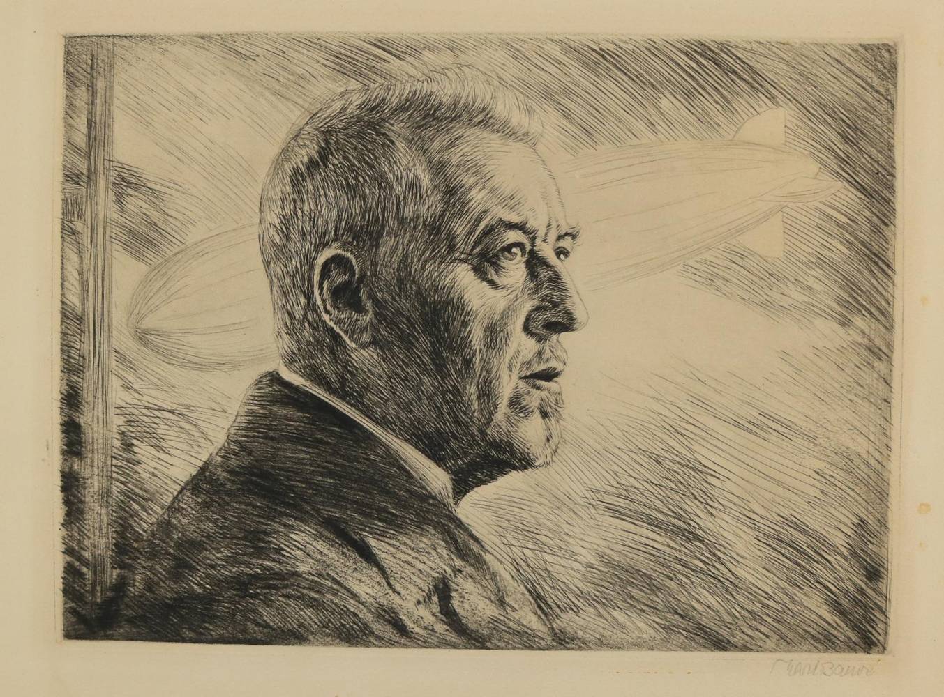Große Abbildung Nr.1: 138-3719 Bauer, Karl: (Künstlergraphik, Aeronautik, Zeppelin)
