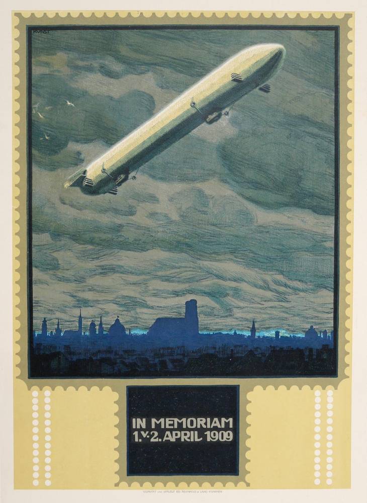 Große Abbildung Nr.1: 138-3721 Kunst, Carl: (Künstlergraphik, Aeronautik, Zeppelin)